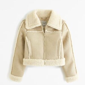 Abercrombie & Fitch Cream Shearling Jacket